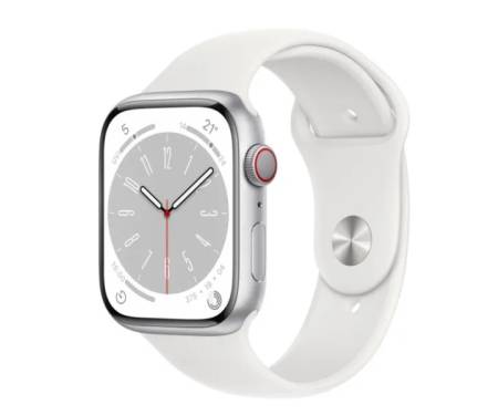 Apple Watch Series 8 GPS + Cellular 45mm Silver Aluminum Case with White Sport Band - M/L (MP4W3) 1