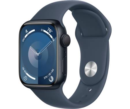 Apple Watch Series 9 GPS 45mm Midnight Aluminum Case w. Storm Blue Sport Band - M/L (MR9Q3/MT3R3) 1