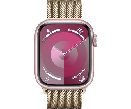 Apple Watch Series 9 GPS + Cellular 41mm Pink Case w. Gold Milanese Loop (MRQ03/MTJL3) 2