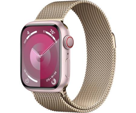 Apple Watch Series 9 GPS + Cellular 41mm Pink Case w. Gold Milanese Loop (MRQ03/MTJL3) 1