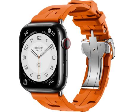 Apple Watch Hermes Series 9 GPS + LTE 45mm Space Black S. Steel Case w. Orange Kilim S. Tour (MRQQ3+MTJ03) 1