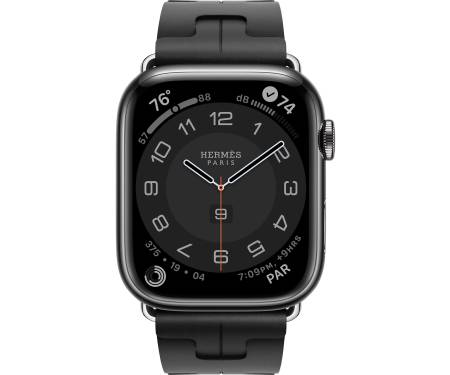 Apple Watch Hermes Series 9 GPS + LTE 45mm Space Black S. Steel Case w. Noir Kilim S. Tour (MRQQ3+MTHX3) 2