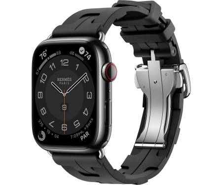 Apple Watch Hermes Series 9 GPS + LTE 45mm Space Black S. Steel Case w. Noir Kilim S. Tour (MRQQ3+MTHX3) 1