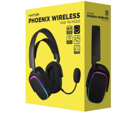 Наушники HATOR Phoenix Wireless RGB Tri-mode Black (HTA-870)