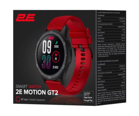 Смарт-годинник 2E Motion GT2 47mm Black-Red (2E-CWW21BKRD)