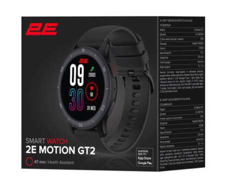 Смарт-годинник 2E Motion GT2 47mm Black (2E-CWW21BK)