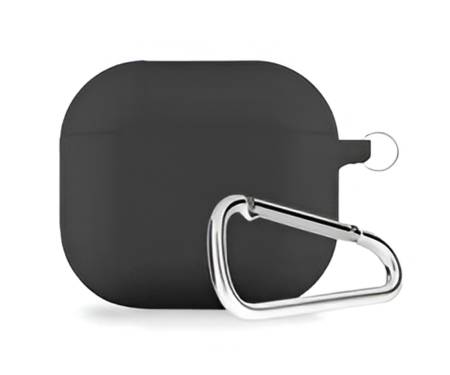 Чехол для AirPods 3 Silicone Case с карабином Black
