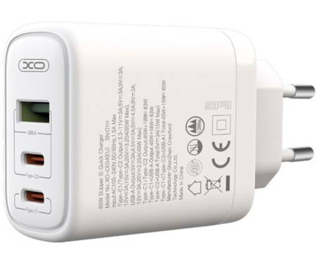 Сетевое зарядное устройство XO CE04 Double GaN 45/65W + Type-C White 3