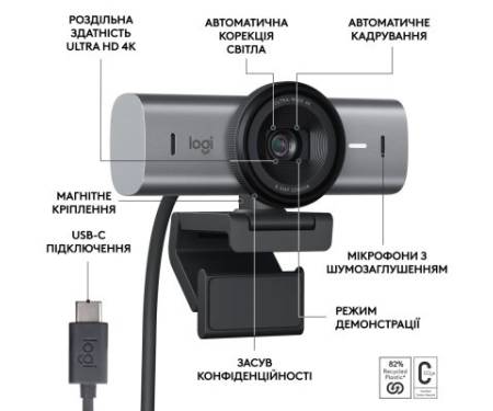Веб-камера Logitech MX Brio 4K Graphite (960-001559)