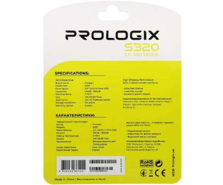 Накопичувач SSD 2.5" 480GB Prologix (PRO480GS320)