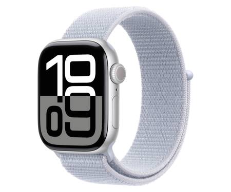 Apple Watch Series 10 GPS 42mm Silver Aluminum Case with Blue Cloud Sport Loop 1