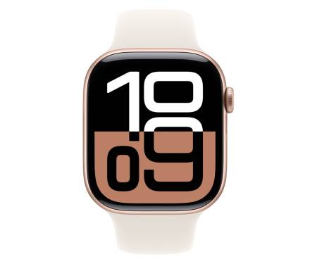 Apple Watch Series 10 GPS 46mm Rose Gold Aluminum Case with Starlight Sport Band 2