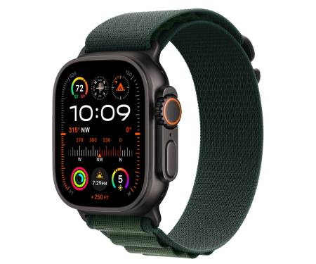 Apple Watch Ultra 2 GPS + Cellular 49mm Titanium Black Case with Dark Green Alpine Loop - Medium (MX4R3) 1