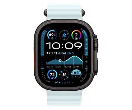 Apple Watch Ultra 2 GPS + Cellular 49mm Titanium Black Case with Ice Blue Ocean Band 2