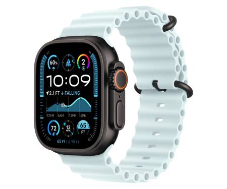 Apple Watch Ultra 2 GPS + Cellular 49mm Titanium Black Case with Ice Blue Ocean Band 1