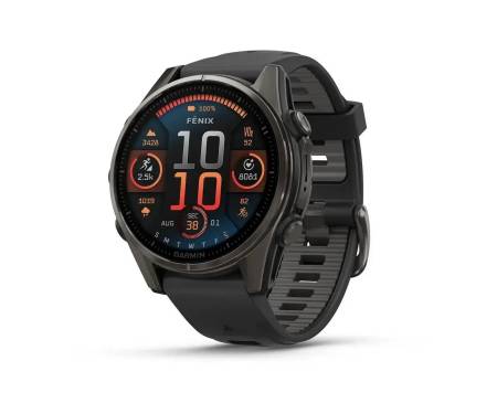 Смарт-часы Garmin Fenix 8 43mm Sapphire Carbon Gray DLC Tit. w. Black/Pebble Gray S. Band