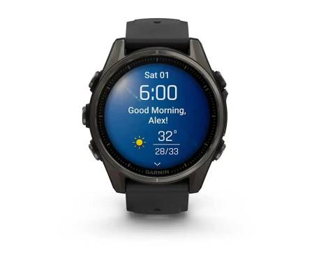 Смарт-часы Garmin Fenix 8 43mm Sapphire Carbon Gray DLC Tit. w. Black/Pebble Gray S. Band