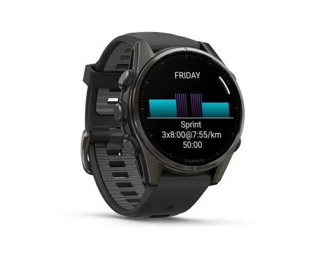 Смарт-часы Garmin Fenix 8 43mm Sapphire Carbon Gray DLC Tit. w. Black/Pebble Gray S. Band