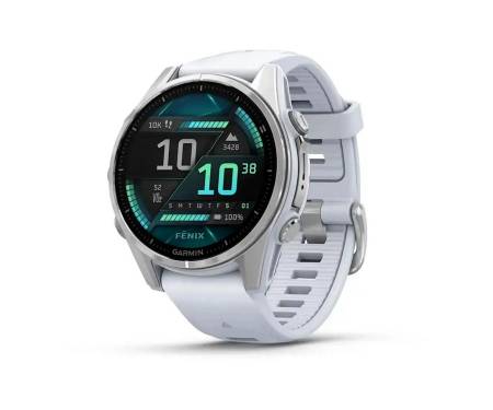 Смарт-часы Garmin Fenix 8 43mm AMOLED Silver with Whitestone Silicone Band