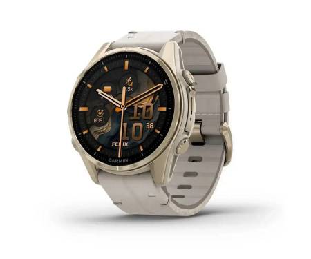 Смарт-часы Garmin Fenix 8 43mm AMOLED Sapphire Soft Gold with Limestone Leather Band
