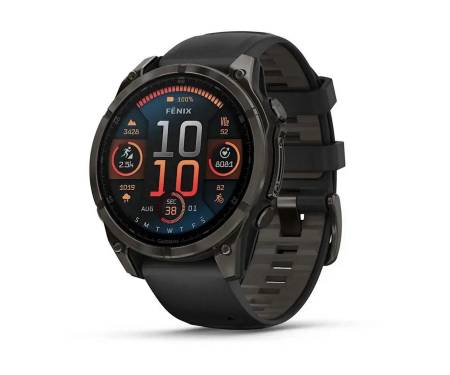 Смарт-годинник Garmin Fenix 8 47mm AMOLED Sapphire Carbon Gray DLC Titanium w. Black/Pebble Gray S. Band