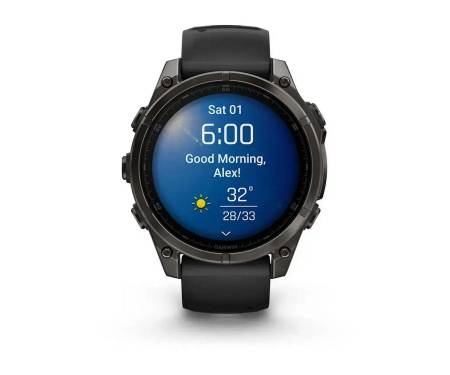 Смарт-годинник Garmin Fenix 8 47mm AMOLED Sapphire Carbon Gray DLC Titanium w. Black/Pebble Gray S. Band