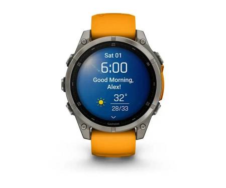 Смарт-годинник Garmin Fenix 8 47mm AMOLED Sapphire Titanium w. Spark Orange/Graphite Silicone Band