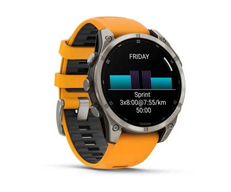 Смарт-годинник Garmin Fenix 8 47mm AMOLED Sapphire Titanium w. Spark Orange/Graphite Silicone Band