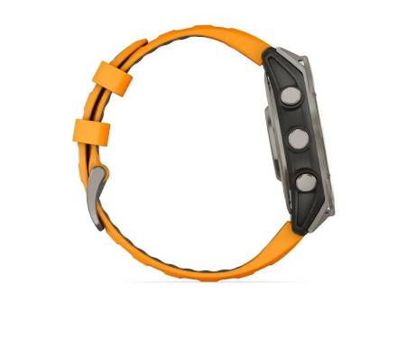 Смарт-годинник Garmin Fenix 8 47mm AMOLED Sapphire Titanium w. Spark Orange/Graphite Silicone Band