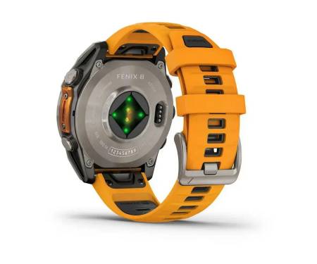 Смарт-годинник Garmin Fenix 8 47mm AMOLED Sapphire Titanium w. Spark Orange/Graphite Silicone Band