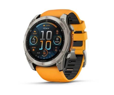 Смарт-часы Garmin Fenix 8 51mm AMOLED Sapphire Titanium w. Spark Orange/Graphite Silicone Band