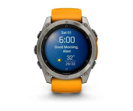 Смарт-часы Garmin Fenix 8 51mm AMOLED Sapphire Titanium w. Spark Orange/Graphite Silicone Band