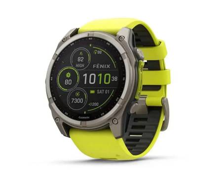Смарт-годинник Garmin Fenix 8 51mm Solar Sapphire Titanium w. Amp Yellow/Graphite Silicone Band