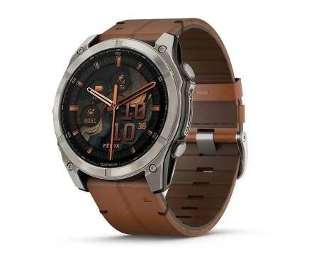 Смарт-часы Garmin Fenix 8 51mm AMOLED Sapphire Carbon grey DLC w. Chestnut Leather Band