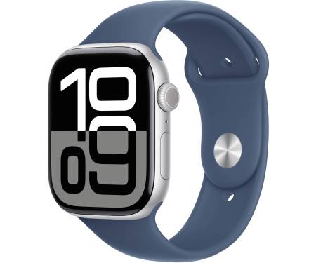 Apple Watch Series 10 GPS 46mm Silver Alu. Case w. Denim Sport Band - S/M (MWWL3) 1