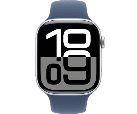 Apple Watch Series 10 GPS 46mm Silver Alu. Case w. Denim Sport Band - S/M (MWWL3) 2