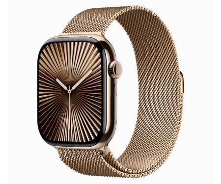 Apple Watch Series 10 GPS + Cellular 46mm Gold Titanium Case w. Gold Milanese Loop - M/L (MX003) 1