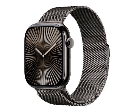 Apple Watch Series 10 GPS + Cellular 46mm Slate Titanium Case w. Slate Milanese Loop - M/L (MWYW3) 1