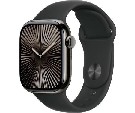Apple Watch Series 10 GPS + Cellular 42mm Slate Titanium Case w. Black Sport Band - S/M (MWXG3) 1