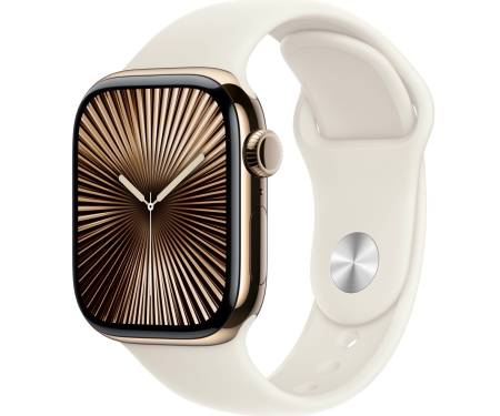 Apple Watch Series 10 GPS + Cellular 42mm Gold Titanium Case w. Starlight Sport Band - S/M (MX063) 1
