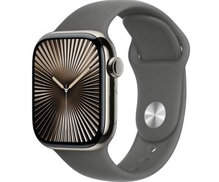 Apple Watch Series 10 GPS + Cellular 42mm Natural Titanium Case w. Stone Grey Sport Band - M/L (MWXE3) 2