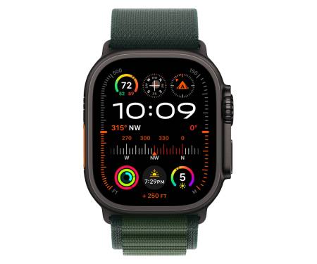 Apple Watch Ultra 2 GPS + Cellular 49mm Black Titan. Case w. Dark Green Alpine Loop - Large (MX4T3) 2