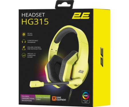 Навушники 2E Gaming HG315 RGB USB 7.1 Yellow (2E-HG315YW-7.1)