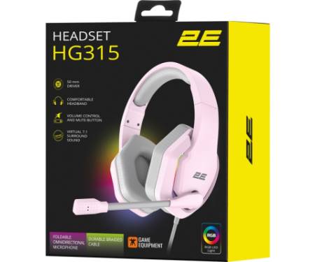 Навушники 2E Gaming HG315 RGB USB 7.1 Pink (2E-HG315PK-7.1)