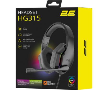 Навушники 2E Gaming HG315 RGB USB 7.1 Black (2E-HG315BK-7.1)