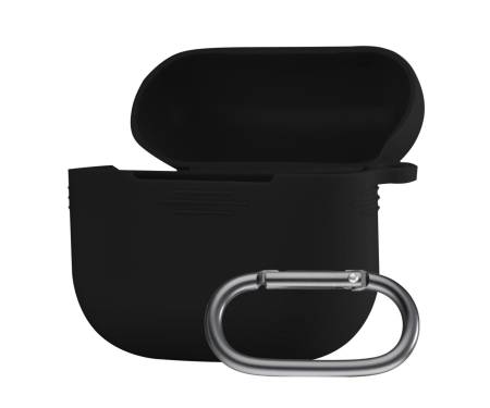Чехол для AirPods 3 Silicone Case Black с карабином 1