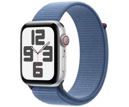 Apple Watch SE 2 GPS 44mm Silver Aluminium Case w. Blue Cloud Sport Loop (MXET3) 1
