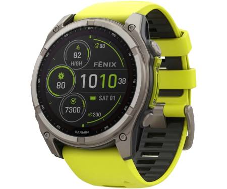 Смарт-часы Garmin Fenix 8 47mm Solar Sapphire Titanium w. Amp Yellow/Graphite Silicone Band (010-02906-20/21) 1
