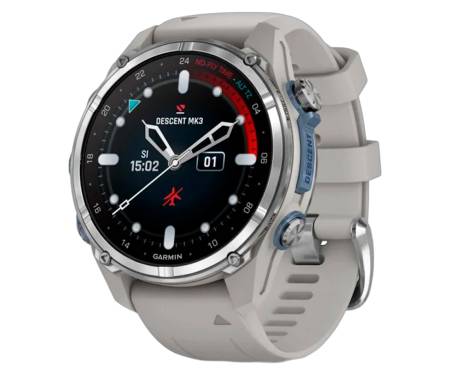 Смарт-годинник Garmin Descent Mk3 43 mm Stainless Steel with Fog Gray Silicone Band (010-02753-04/03)