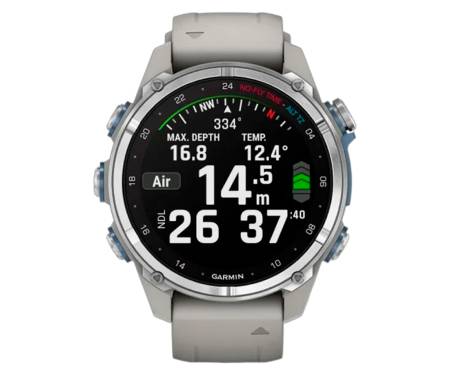 Смарт-годинник Garmin Descent Mk3 43 mm Stainless Steel with Fog Gray Silicone Band (010-02753-04/03)